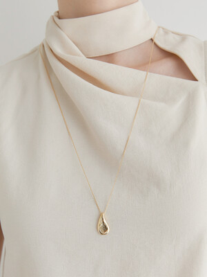 polka dots pendant over chain necklace (N013_gold)