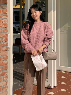 Cable Volume Knit_PINK