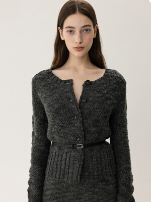 FW23 Boucle Cardigan Charcoal