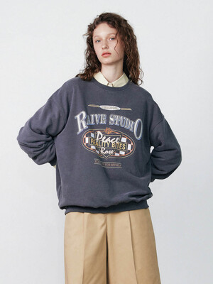 Checker Board Graphic Sweatshirt in D/Grey VW3AE107-13