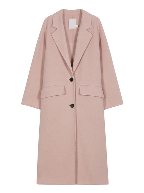 아우터 - 더룸 (The Loom) - ALPACA BLEND SINGLE LONG COAT_PINK