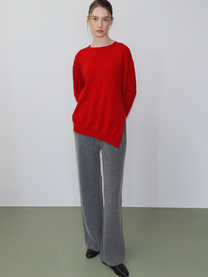 Asymmetric cashmere wool sweater RED