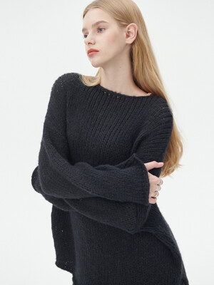 Boat neck Wide Sleeve Knit [4color]