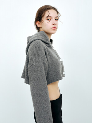 CoCo Crop Hoodie Knit Gray
