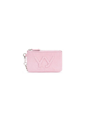 YY CRINKLE CHAIN WALLET WITH MIRROR, PINK