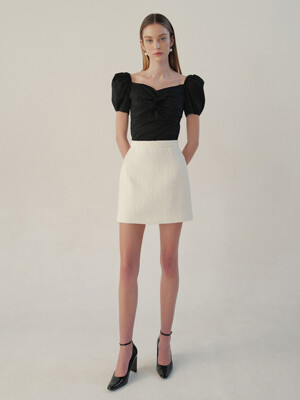 ELSA Semi A-line tweed mini skirt (Ivory)