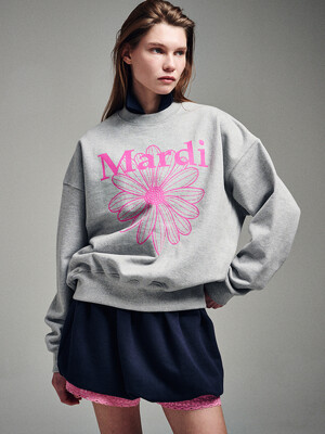 SWEATSHIRT FLOWERMARDI_GREY PINK