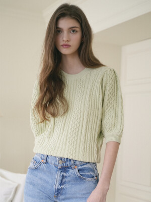 Round Shirring Cable Half Knit (Light_green)
