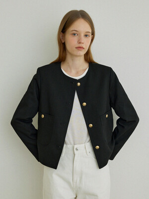 Basic round jacket (Black)