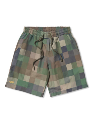 Square Camouflage Short Pants Green