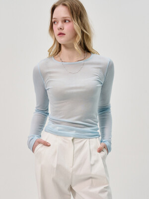 Soft Slim Tencel Line T-Shirt_Sky Blue