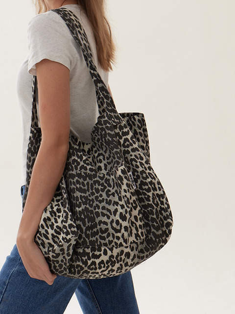 세르 Leopard Twill Cotton Big Bag (Black)