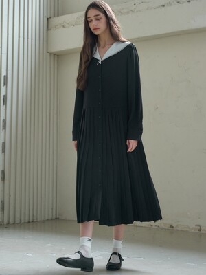 SAILOR PLEATS DRESS_BLACK