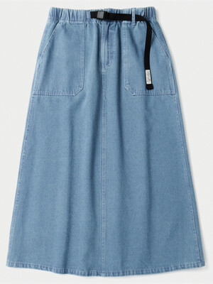 SL-LABEL BELTED DENIM SKIRT 라이트데님