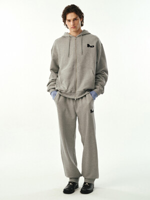 02 M.C UNISEX, Logo Sweat Pants / Melange Grey