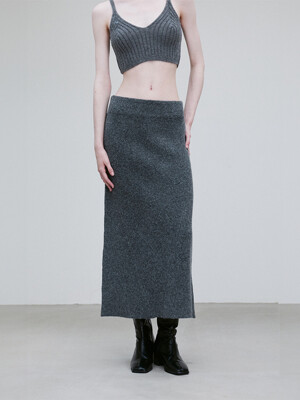 KNIT COTTON SLIT SKIRT