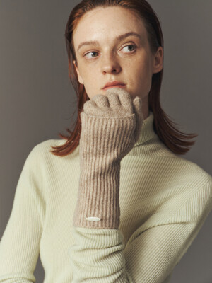WOOL KNIT GLOVES_L BEIGE