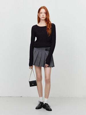 MINI PLEATS SKIRT MELANGE GREY_UDSK5A208G2
