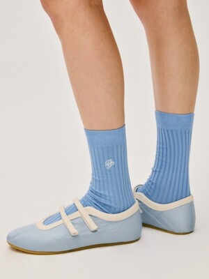 mercerized cotton logo socks - blue
