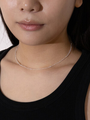 (Silver925) 201 White Silver Beads Necklace