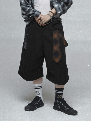 TIE STRAP BERMUDA PANTS_BK