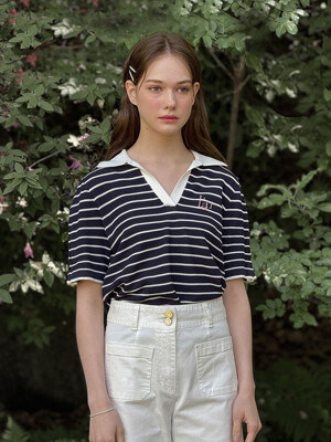 [리퍼브] Lautre Navy Stripe knit
