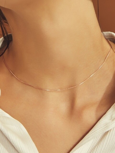 [Silver] thin rose gold necklace