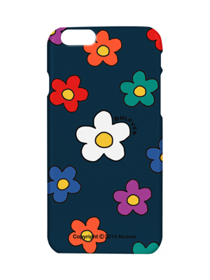 Big flower dot case-navy