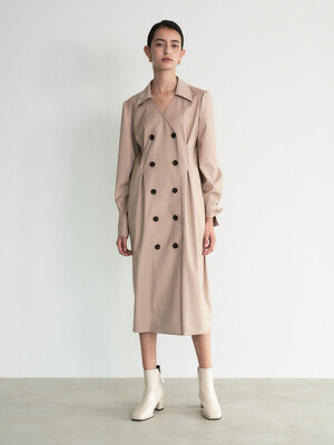 004 Double-breasted Jacket Dress (Brown)