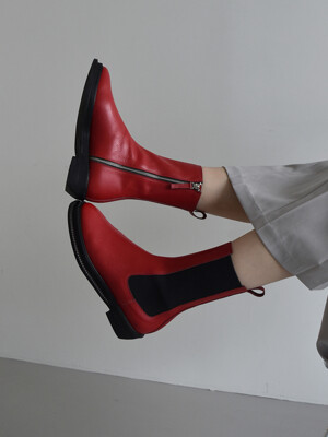 Basic Chealsea Half Boots-Red