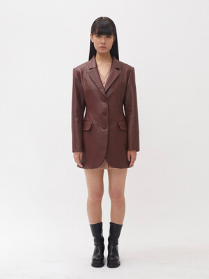 INNER POINT FAUX-LEATHER JACKET - BURGUNDY