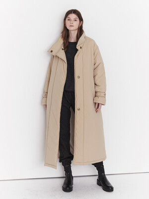 HIGH NECK LONG PADDING COAT (sand beige)