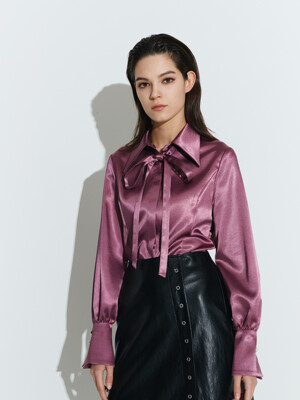 Silky Satin Fitted Shirts [Purple]