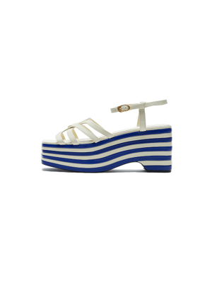 UMBRE Logo Strap Platform Sandals - Cream