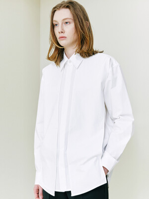 Front Layering Loose Fit Shirt white
