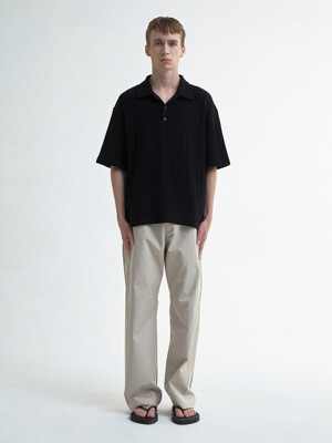 KNITTED COTTON POLO SHIRTS - BLACK