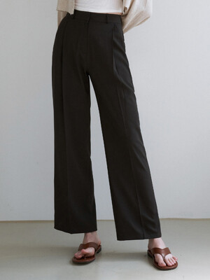 Summer pintuck straight fit slacks - charcoal