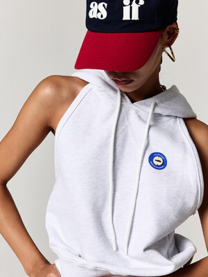 HALTERNECK HOODIE WHITE MELANGE