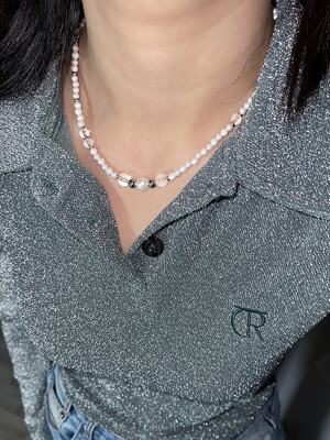 Surgical Steel X Pearl Magnet Necklace