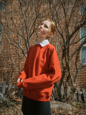 Detachable Collar Sweatshirt, red