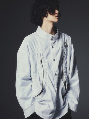 REXION CURVED ZIP-OVER SHIRT_WH