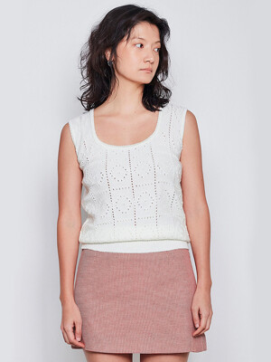 Crochet Knit Vest - Ivory