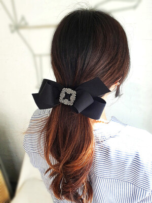 Black Elizabeth Big Ribbon Hair pin  블랙 엘리자벳 빅리본 헤어핀