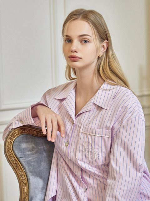 라운지웨어,라운지웨어 - 프롬데이모먼트 (FROMDAY MOMENT) - Cotton stripe Shirt PAJAMA SET_Pink