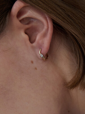 14K Combi wave hoop earrings