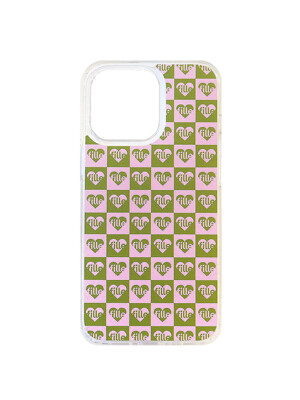 Checkerboard iPhone Case_Pink & Green_투명 젤하드케이스
