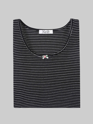 Ribbon Striped T-Shirt (BLACK)