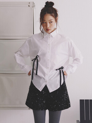 Bow Loose fit Shirt_white