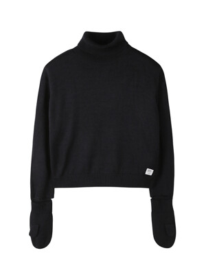 Gloves Mixed Turtle Neck Knit Top_R0WAA23101BKX
