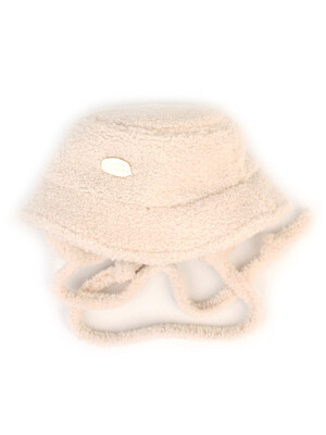 Bubble Fleece Ivory Earflap Bucket Hat 귀달이모자